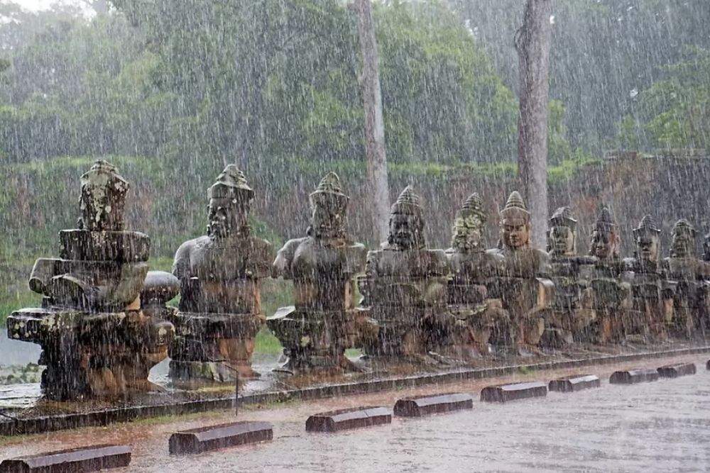 la pluie forte au Cambodge