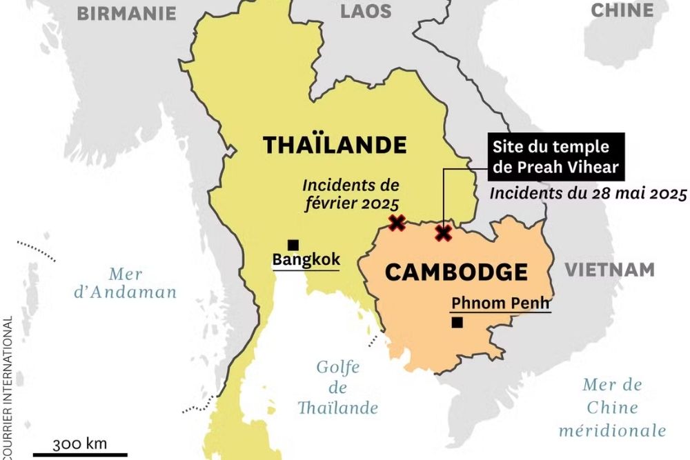 carte de la frontière entre la Thaïlande et le Cambodge